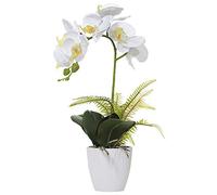 Olrla Orchidea artificiale bianca in Vaso Bianco 1Pcs 41cm, Orchidea Finta con Vaso per la Decorazione Della Tavola del Matrimonio in Ufficio, Centrotavola