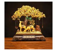 OLSKFUH Albero dei Soldi di Cristallo Albero di Cristallo Albero dei Soldi del Cervo Fortunato Bonsai Feng Shui per Fortuna Denaro Buona Fortuna Ricchezza Prosperità E Successo A,Gold-Medium