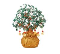 OLSKFUH Albero dei Soldi di Cristallo Feng Shui Bonsai Sacchetto della Benedizione Pianta in Vaso per Fortuna Denaro Buona Fortuna Ricchezza Prosperità E Successo Albero di Crist,Green