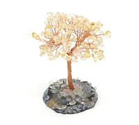 OLSKFUH Albero della Vita Decorativo in Cristallo, Decorazione per La Casa, Cristallo Citrino Naturale, Ghiaia, Filo di Rame, Albero della Vita, Ornamento per Scrivania, Camera da Let,