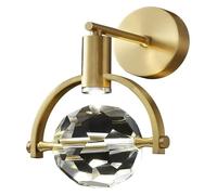 OLSKFUH Applique A LED Postmoderna con Globo di Cristallo, Lampada da Comodino in Ottone per Camera da Letto, Faretto da Parete per Interni, Apparecchi di Illuminazione in Rame,3 Color Mode