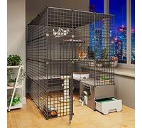 OLSKFUH Gabbia per Gatti Gabbia per Gatti Cincillà Recinzione Fai da Te per Gatti Grandi Gabbie per Gatti da Interno con Lettiera Ottimo Posto per Fare Esercizio Ideale per 1-4 G,111 * 141 * 145cm