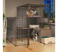 OLSKFUH Gabbia per Gatti Gabbia per Gatti Cincillà Recinzione Fai da Te per Gatti Grandi Gabbie per Gatti da Interno con Lettiera Ottimo Posto per Fare Esercizio Ideale per 1-4 G,111 * 95 * 109cm-b