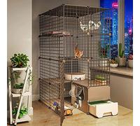 OLSKFUH Gabbia per Gatti Gabbia per Gatti Cincillà Recinzione Fai da Te per Gatti Grandi Gabbie per Gatti da Interno con Lettiera Ottimo Posto per Fare Esercizio Ideale per 1-4 G,75 * 95 * 145cm