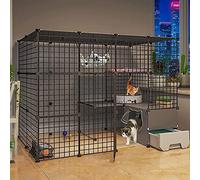 OLSKFUH Gabbia per Gatti Gabbia per Gatti Cincillà Recinzione Fai da Te per Gatti Grandi Gabbie per Gatti da Interno con Lettiera Ottimo Posto per Fare Esercizio Ideale per 1-4 G,147 * 95 * 109cm