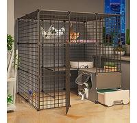 OLSKFUH Gabbia per Gatti Gabbia per Gatti Cincillà Recinzione Fai da Te per Gatti Grandi Gabbie per Gatti da Interno con Lettiera Ottimo Posto per Fare Esercizio Ideale per 1-4 G,111 * 95 * 109cm-c