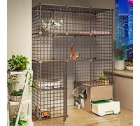 OLSKFUH Gabbia per Gatti Gabbia per Gatti Cincillà Recinzione Fai da Te per Gatti Grandi Gabbie per Gatti da Interno con Lettiera Ottimo Posto per Fare Esercizio Ideale per 1-4 G,111 * 49 * 145cm