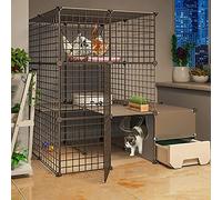OLSKFUH Gabbia per Gatti Gabbia per Gatti Cincillà Recinzione Fai da Te per Gatti Grandi Gabbie per Gatti da Interno con Lettiera Ottimo Posto per Fare Esercizio Ideale per 1-4 G,111 * 95 * 109cm-a