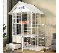 OLSKFUH Gabbie per Gatti da Interno Grandi con lettiera, Gabbie per Gatti da Esterno, Gabbie per Animali Domestici, Materiale Metallico, Facile da Montare, Bianco, A-111 * 49 * 145cm