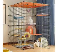 OLSKFUH Grandi Gabbie per Gatti da Interno con Tetto, Recinto per Gattini, Cuccia per Gatti, Design Multistrato, Facile da Montare Ken/C/109 * 109 * 144 Cm - Nero,