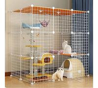 OLSKFUH Grandi Gabbie per Gatti da Interno con Tetto, Recinto per Gattini, Cuccia per Gatti, Design Multistrato, Facile da Montare Ken/C/109 * 74 * 109 Cm - Bianco,