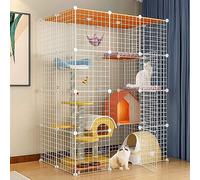 OLSKFUH Grandi Gabbie per Gatti da Interno con Tetto, Recinto per Gattini, Cuccia per Gatti, Design Multistrato, Facile da Montare Ken/C/109 * 74 * 144 Cm - Bianco,