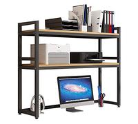 OLSKFUH Libreria Da Scrivania Con Organizer - Piccola Libreria Da Scrivania A 2 Ripiani, Scaffale Regolabile, Espositore Per Riporre Oggetti A Giorno, Per Ufficio E Decorazi,Black B-55 * 32 * 90cm