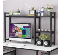 OLSKFUH Libreria Da Scrivania - Organizzatore Fai Da Te Per Riporre Gli Oggetti, Libreria Da Scrivania Indipendente A 2 Livelli, Scaffale Da Tavolo, Scaffale Per Organizzar,Black-75X25X70CM