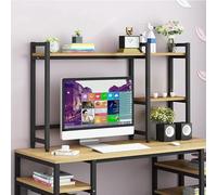 OLSKFUH Libreria Da Scrivania - Organizzatore Fai Da Te Per Riporre Gli Oggetti, Libreria Da Scrivania Indipendente A 2 Livelli, Scaffale Da Tavolo, Scaffale Per Organizzar,Wood Color-75X25X70CM