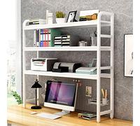 OLSKFUH Libreria Da Scrivania - Organizzatore Fai Da Te Per Riporre Oggetti, Libreria Da Scrivania Per Computer A 3 Livelli, Libreria Multiuso In Legno Per Piano Di Lavoro,White-115X24X120CM