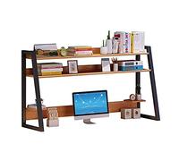 OLSKFUH Libreria Da Scrivania Per Ufficio, Organizer Da Scrivania, Espositore Per Libri, Organizer Da Scrivania In Legno E Metallo, Supporto Da Scrivania Indipendente, Per,Black-118x31.5x68.5 cm
