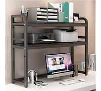 OLSKFUH Libreria Da Scrivania - Supporto Per Mensola Da Scrivania, Scaffale Multifunzionale Per Scrivania, Espositore Da Scrivania, Libreria Da Scrivania Regolabile A 2 Liv,Blackc-135 * 32 * 92cm