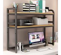 OLSKFUH Libreria Da Scrivania - Supporto Per Scrivania, Libreria Da Scrivania Regolabile A 2 Livelli, Libreria Da Scrivania Per Computer, Organizer E Accessori In Legno E Me,B-85X32X92CM