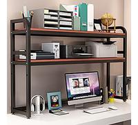 OLSKFUH Libreria Da Scrivania - Supporto Per Scrivania, Libreria Da Scrivania Regolabile A 2 Livelli, Libreria Da Scrivania Per Computer, Organizer E Accessori In Legno E Me,C-75X32X92CM