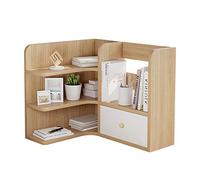 OLSKFUH Librerie Libreria Da Scrivania Libreria Da Banco A 3 Ripiani Forniture Per Ufficio Organizer Da Scrivania In Legno Accessori Espositore Con 1 Cassetto Librerie E Sc,Natural