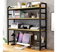 OLSKFUH Organizzatore Da Scrivania - Scaffale Portaoggetti Per Ufficio, Scaffale Per Scrivania Per Computer, Libreria Da Scrivania A 3 Ripiani, Libreria Multiuso In Legno,Black-95X24X120CM