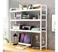 OLSKFUH Organizzatore Da Scrivania - Scaffale Portaoggetti Per Ufficio, Scaffale Per Scrivania Per Computer, Libreria Da Scrivania A 3 Ripiani, Libreria Multiuso In Legno,White-75X24X120CM