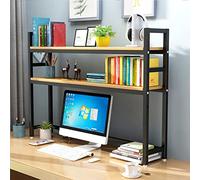 OLSKFUH Organizzatore Per Libreria Da Scrivania - Supporto Per Mensola Da Scrivania, Scaffale Portaoggetti Multistrato Regolabile, Scaffale Da Scrivania Multifunzionale, Pe,Black-105X24X90CM