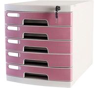 OLSKFUH Schedari Schedario 5 Cassetti Desktop Archiviazione Dati Scatola Di Plastica 11,6X15,5X12,7 Pollici Libreria,Pink