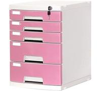 OLSKFUH Schedari Schedario Con Serratura 5 Cassetti Scatola Portaoggetti Per File Desktop - Libreria Rosa 29,5X39,4X43 Cm,