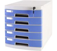 OLSKFUH Schedari Schedario Schedario 5 Cassetti Archiviazione Dati Desktop Scatola Di Immagazzinaggio In Plastica 11,6X15,5X12,7 Pollici Libreria,Blue