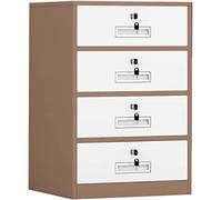 OLSKFUH Schedario A Quattro Cassetti Con Serratura Per Archiviazione In Ufficio, Schedario In Metallo Sotto La Scrivania, Adatto Per Riporre Scatole Di File In Ufficio,Coffee Color