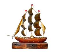 OLSKFUH Scultura Decorativa per Ingresso, Nave A Vela in Rame Colorato, Ornamenti in Rame, Armadietto per Vino, Decorazioni per Portici, Artigianato, Centrotavola,A