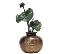 OLSKFUH Scultura Decorativa per Ingresso, Ornamenti di Loto in Rame Colorato, Artigianato, Oggetti in Rame, Sculture in Bronzo, Decorazioni Cinesi per Soggiorno E Centrotavola,