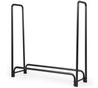 OLSKFUH Set di Attrezzi per Camino con Portalegna in Ferro Resistente, Porta Legna per Interni Ed Esterni con Motivo A Foglia (Nero Grande)