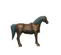 OLSKFUH Statuette in Miniatura di Cavalli da Guerra in Ottone Antico, Modello di Statua di Cavallo Generale, Artigianato, Ornamento da Tavolo, Tavolo da Sabbia, Giardino, Studio, Acce,