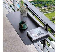 OLSKFUH Tavoli Sospesi Per Terrazzi, Tavolini Da Bar Con Ringhiera Per Balconi Da 60-120 Cm, Tavolino Pieghevole Per Patio Esterno, Mezzo Tavolo Sospeso A Parete, Estensione Del,Black-100 * 35cm