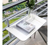 OLSKFUH Tavolino Pieghevole Per Esterni,Tavolo Da Balcone Sospeso,Tavolo Sospeso Per Ringhiera Del Balcone Tavolo Pieghevole Per Ponte Da Balcone,Tavolo Pieghevole Per Ringhiera,White Stand-80 * 35cm