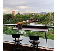 OLSKFUH Tavolo Da Bar Per Balcone Per Ringhiere Tavolo Da Patio Tavolo Da Balcone Tavolo Da Parete Pieghevole, Tavolo Sospeso Per Balcone, 5 Livelli Di Regolazione In Altezza, T,Brown-23.6 * 14.6in
