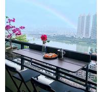 OLSKFUH Tavolo Da Patio Tavolo Da Balcone Tavolo Da Bar Da Balcone Tavolo Da Bar Per Ringhiere Tavolo Sospeso Da Balcone Barra Da Balcone Pieghevole - Mezzo Tavolo Sospeso Per R,Brown-23.6 * 14.6in