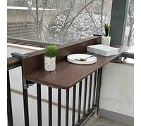 OLSKFUH Tavolo Da Ringhiera Per Balcone Da Esterno, Tavolini Da Bar Sospesi - Tavolo Da Terrazza Pieghevole Da Balcone, Tavolo Con Ribalte Montato A Parete Salva Spazio In Altez,Brown-100 * 27cm