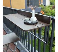 OLSKFUH Tavolo Sospeso Con Ringhiera Per Balcone Esterno - Scrivania Pieghevole Sollevabile Da Barra Da 60-120 Cm, Tavolini Laterali Da Patio A Parete Con Altezza Regolabile, Ri,Brown-100 * 37cm