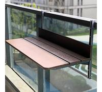 OLSKFUH Tavolo Sospeso Da Balcone, Tavolo Da Bar Da Balcone Per Ringhiere, Tavoli Sospesi Da Esterno Per Terrazza, Tavolino Da Esterno, Tavolino Regolabile, Tavolo Sospeso Da Ba,Brown-80 * 37cm