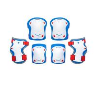 OLSSON Protezioni Pattini Ragazza Bambino - Rosso/Blu - Taglia S - Kit Ginocchiere Gomitiere Polsiere - Omologate - Alta Resistenza all'abrasione - Versatili e Leggere - Monopattini, Pattini