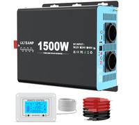 OLTEANP 1500W Convertitore di tensione da 12v a 230v Inverter ad onda sinusoidale pura Convertitore di potenza con 2 uscite AC, porta USB&Type-C per camion, telecomando con schermo LCD