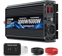 OLTEANP Convertitore di Tensione 12v 230v 3000W -Inverter a Onda Sinusoidale Modificata da 12v a 230v con Schermo LCD e Telecomando e Prese USB UE per Poulotte e Campeggio