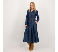 Oltre Abito lungo chemisier a maniche lunghe in Lyocell effetto denim