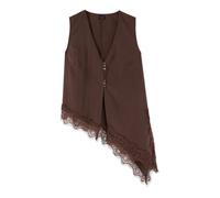 Oltre - Blusa asimmetrica con pizzo - - Tops - Donna - Marrone - M