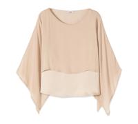 Oltre - Blusa Bi-materiale con Sovrapposizione - -Blouses & Shirts -Donna -Beige -S