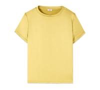 Oltre - Blusa Corta in Raso a Maniche Corte - - Blouses & Shirts - Donna - Giallo - 2XL